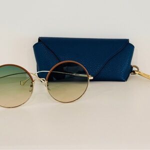 Loewe Gold and Brown Round Sunglasses with Blue Case